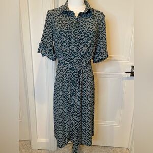 Laundry By Shelli Segal Green Geometric Patterned Shirt Dress Size 10